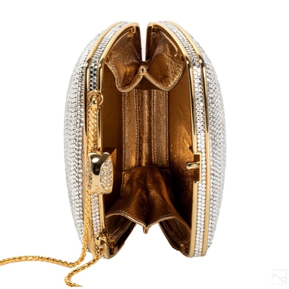 Judith Leiber Crystals Embellished Gilt Box Purse - Picture 3 of 8